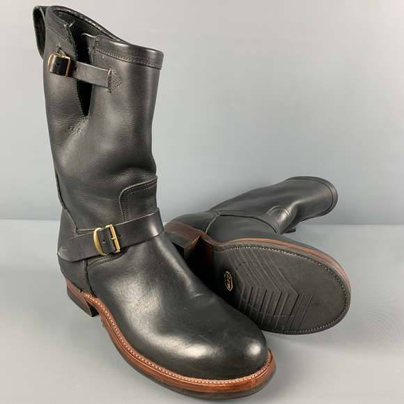 RRL by RALPH LAUREN Black Leather Biker Boots - Picture 3 of 9